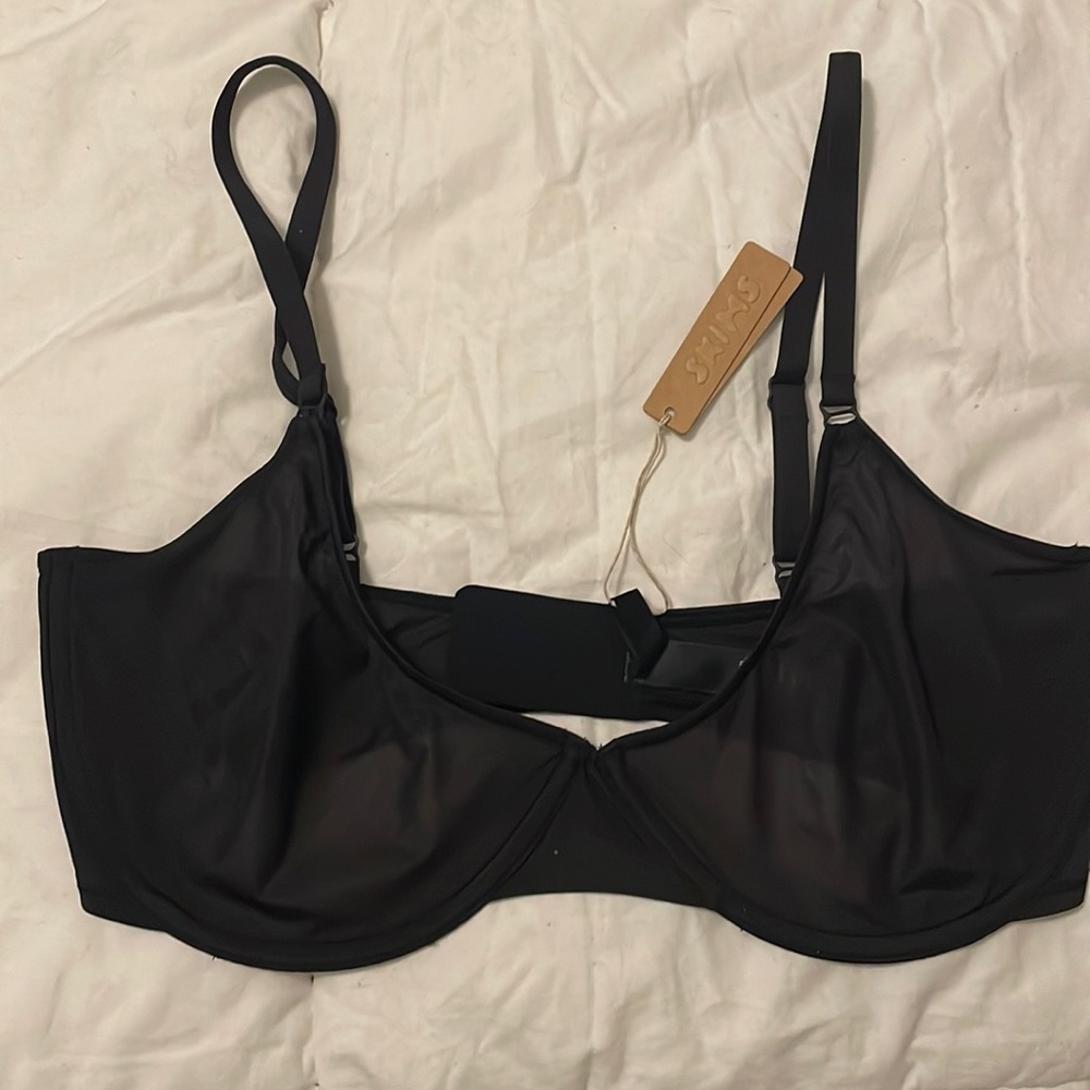Skims Bras Mesh underwire  34ddd black onyx NWT